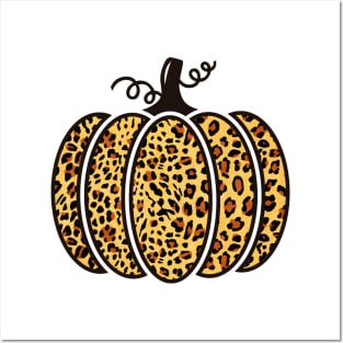 halloween leopard print pumpkin Posters and Art